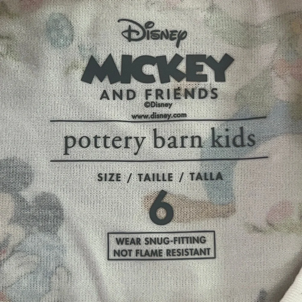 Pottery Barn Kids Unisex 6 White Disney Mickey Easter Bamboo Pajama Set New
